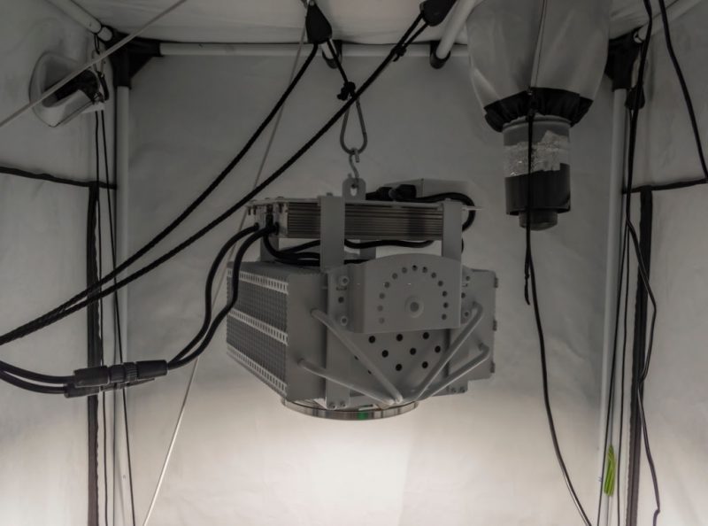 Lighting and ventilation equipment takes up a lot of space in the grow tent